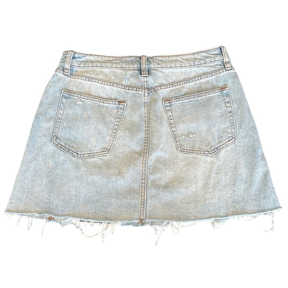 We The Free Button Fly Cut Off Denim Mini Skirt Size 30 - Picture 2 of 8